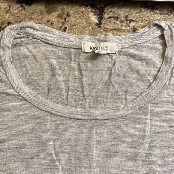 Love Culture Side Slit Heathered Light Gray Tee - Picture 3 of 4